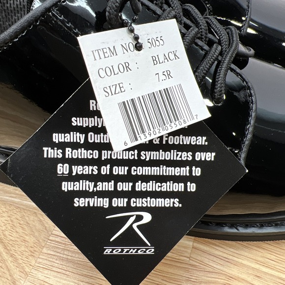 Rothco Black High Gloss Shoes 7.5R Shiny Oxford Uniform Military Army Duty - Picture 6 of 9